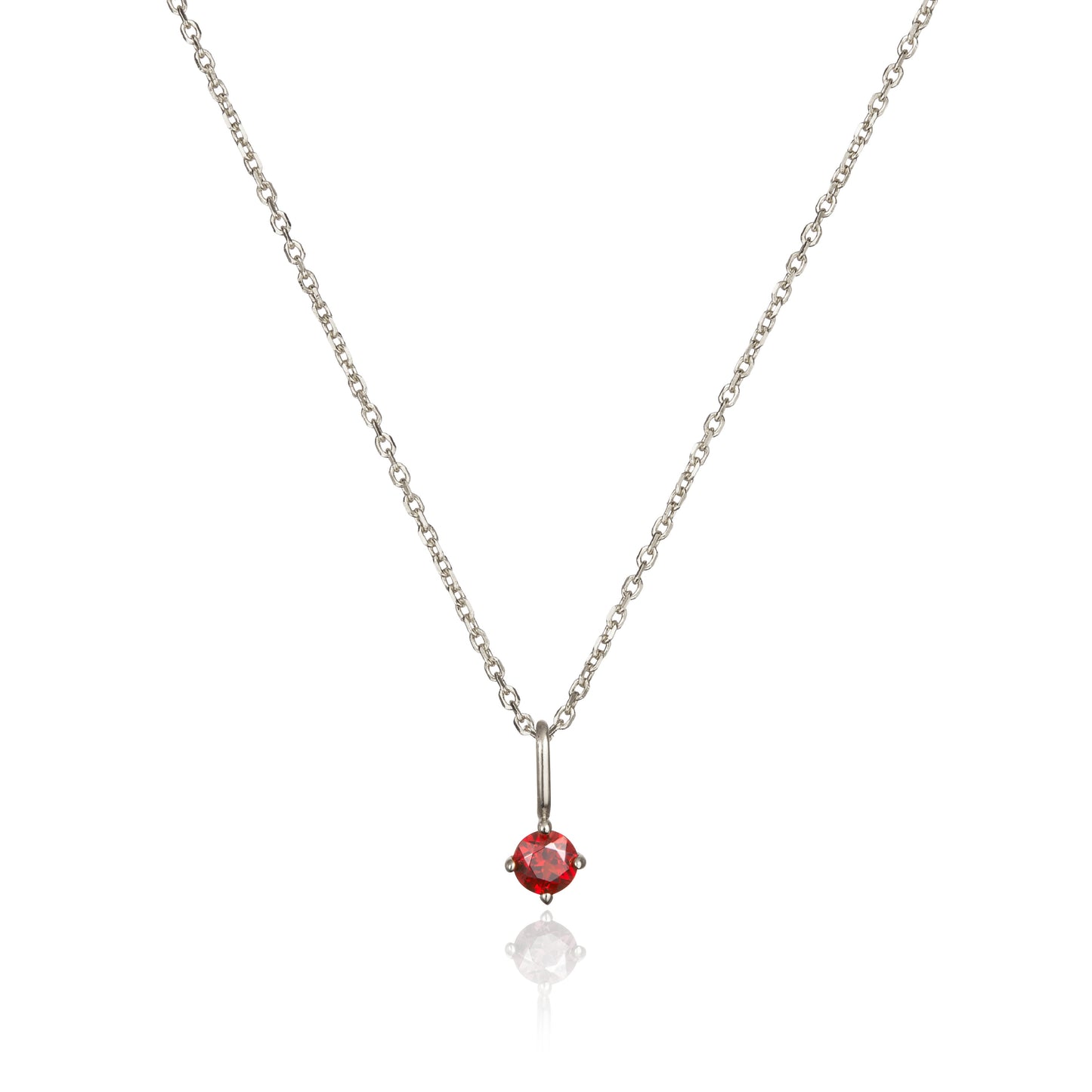 Solid White Gold Small Birthstone Pendant Necklace