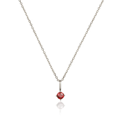 Solid White Gold Small Birthstone Pendant Necklace