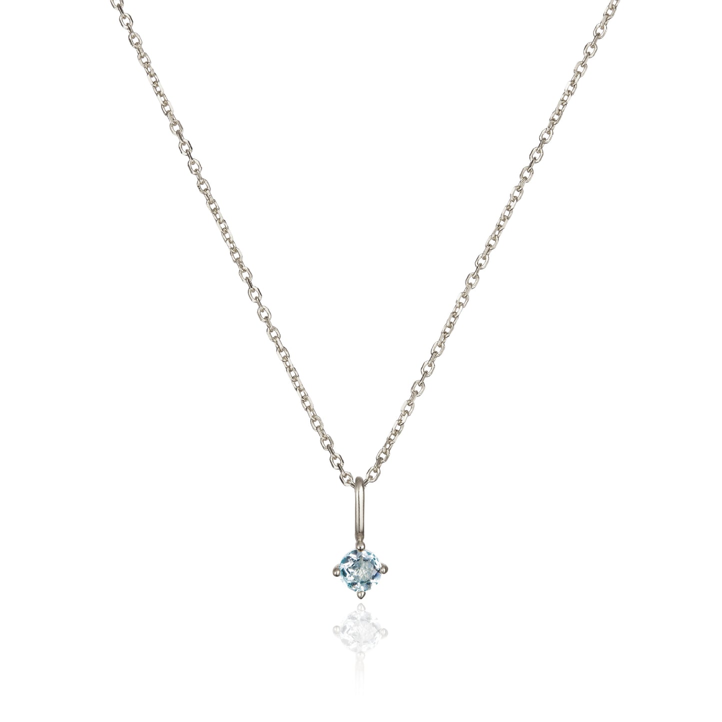 Solid White Gold Small Birthstone Pendant Necklace