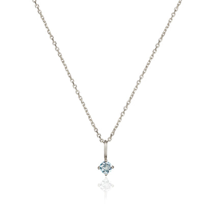 Solid White Gold Small Birthstone Pendant Necklace