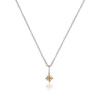 Solid White Gold Small Birthstone Pendant Necklace