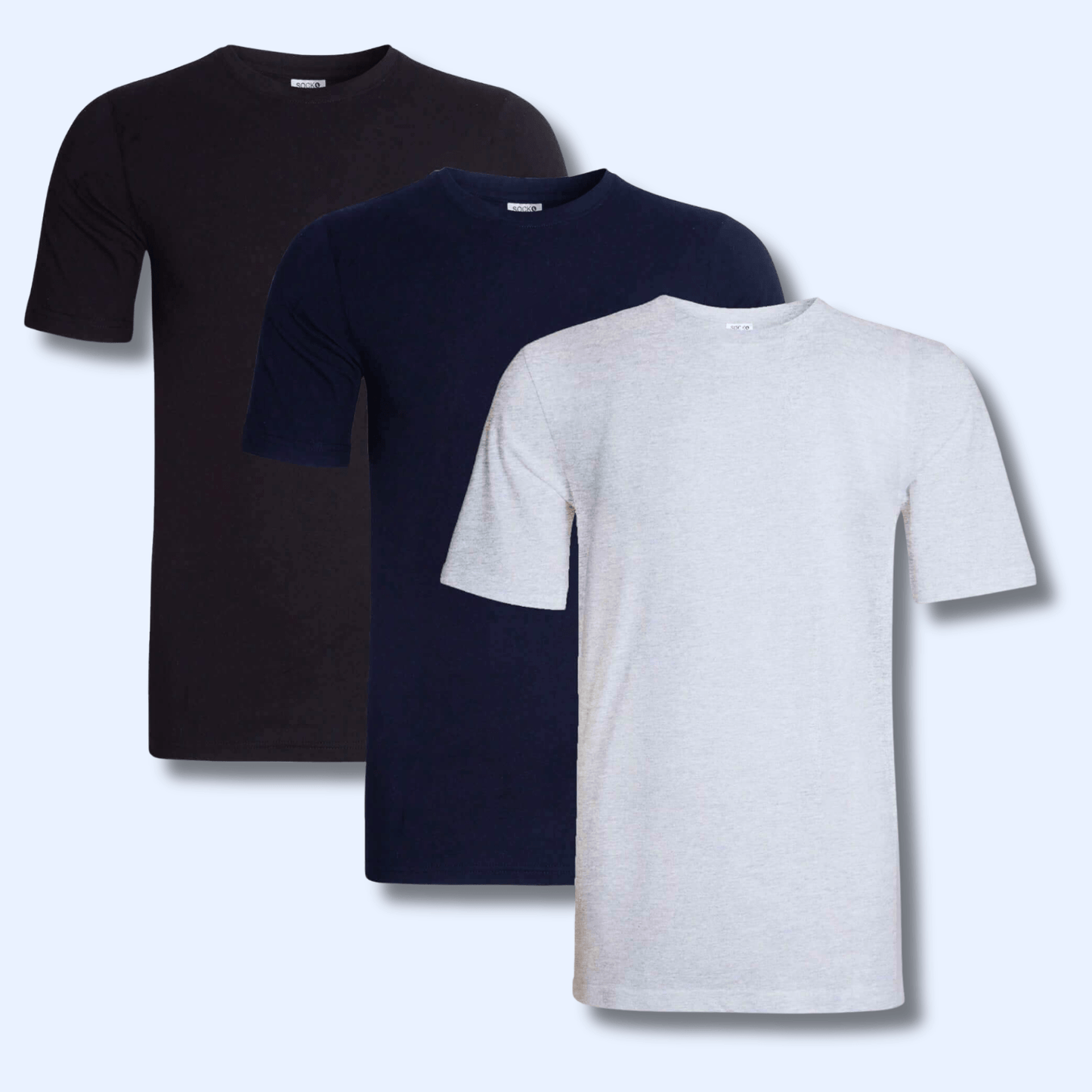 Men's Plain T-Shirts Pack Of 3 Short Sleeve Soft Breathable Cotton Blend Classic Colors For Everyday Casual Wear