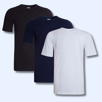 Men's Plain T-Shirts Pack Of 3 Short Sleeve Soft Breathable Cotton Blend Classic Colors For Everyday Casual Wear