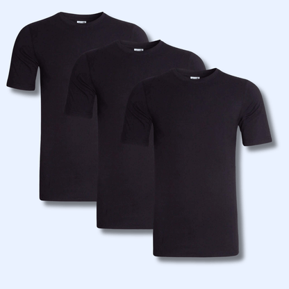 Men's Plain T-Shirts Pack Of 3 Short Sleeve Soft Breathable Cotton Blend Classic Colors For Everyday Casual Wear