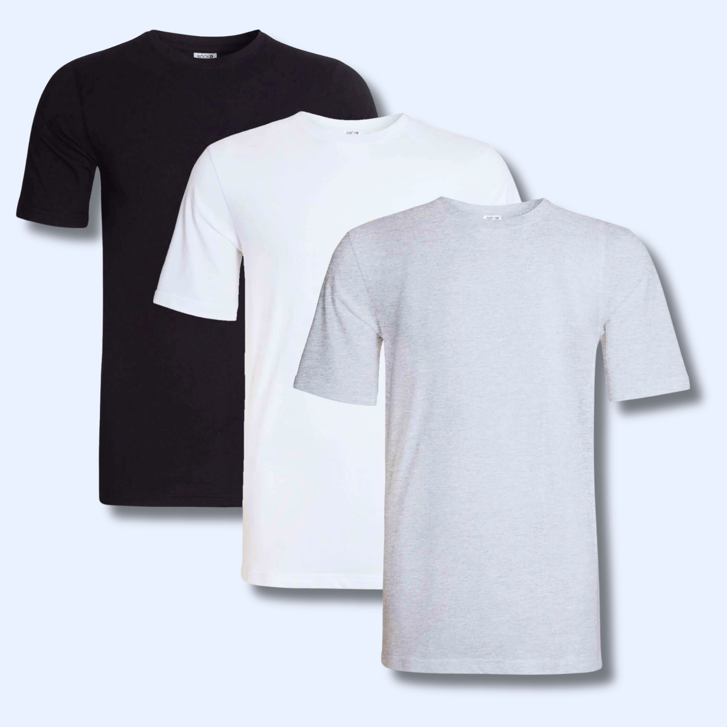 Men's Plain T-Shirts Pack Of 3 Short Sleeve Soft Breathable Cotton Blend Classic Colors For Everyday Casual Wear