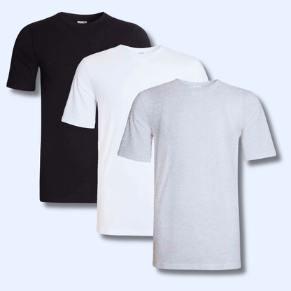 Men's Plain T-Shirts Pack Of 3 Short Sleeve Soft Breathable Cotton Blend Classic Colors For Everyday Casual Wear